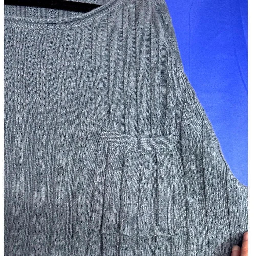Natural Life Womens Teal Patti Layering Sweater XL Cropped Boho Ribbed Knit Soft